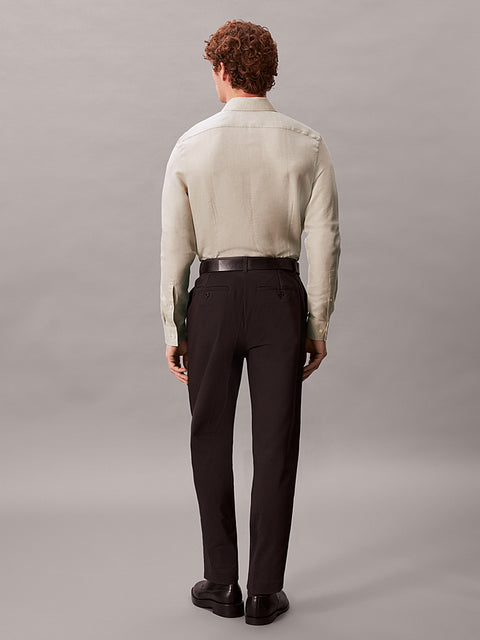 Calvin Klein Men's Light Beige Slim Linen Blend Shirt | Calvin Klein in Lebanon