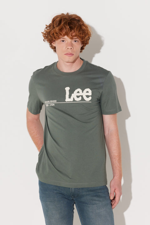 Lee Men's Light Green Regular Fit Regular Cut 100% Cotton Crew Neck T-Shirt | Lee In Lebanon