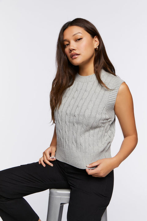 Forever 21 Women's Grey Turtle Neck Knitted Vest | Forever 21 In Lebanon