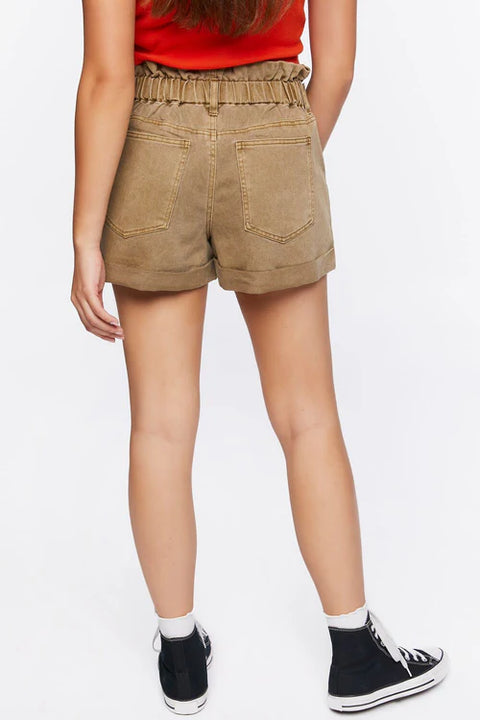 Forever 21 Women's Khaki Corduroy Paperbag Short | Forever 21 In Lebanon