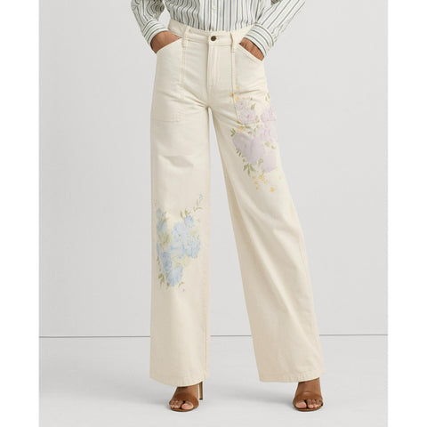 Lauren Ralph Lauren Women's Creme Printed High-Rise Wide Mascarpone Jeans | Lauren Ralph Lauren In Lebanon
