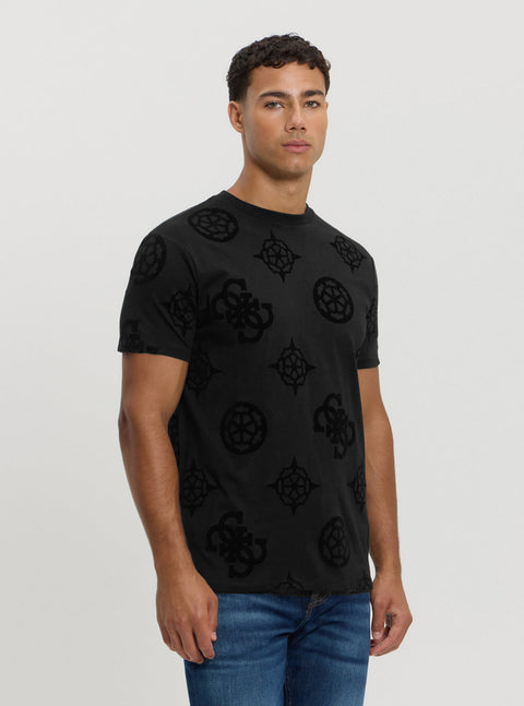 Guess Men's Black Peony Print T-Shirt | Guess In Lebanon