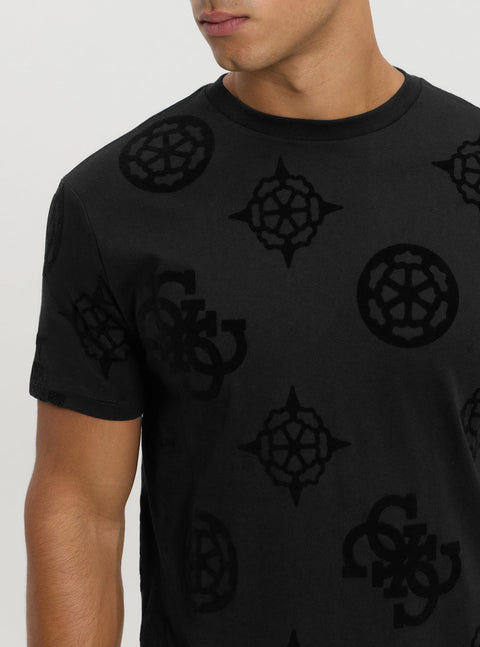 Guess Men's Black Peony Print T-Shirt | Guess In Lebanon