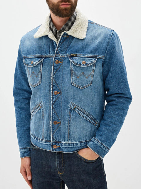 Wrangler Men's Blue 124MJ Sherpa Regular Fit Denim Jacket | Wrangler In Lebanon