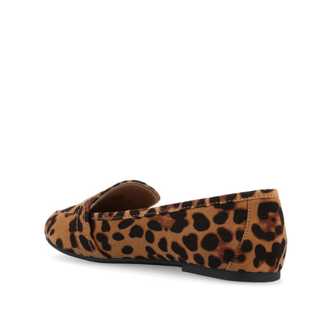Leopard print flat shoe on a white background