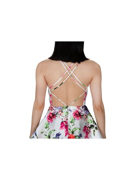 Dear Moon Women's Off White Floral Sleeveless Flare Dress | Dear Moon In Lebanon