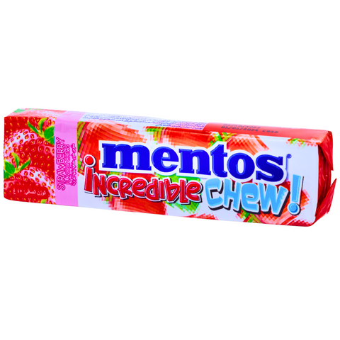 Mentos Incredible Chew Strawberry Candy 45g | Mentos In Lebanon