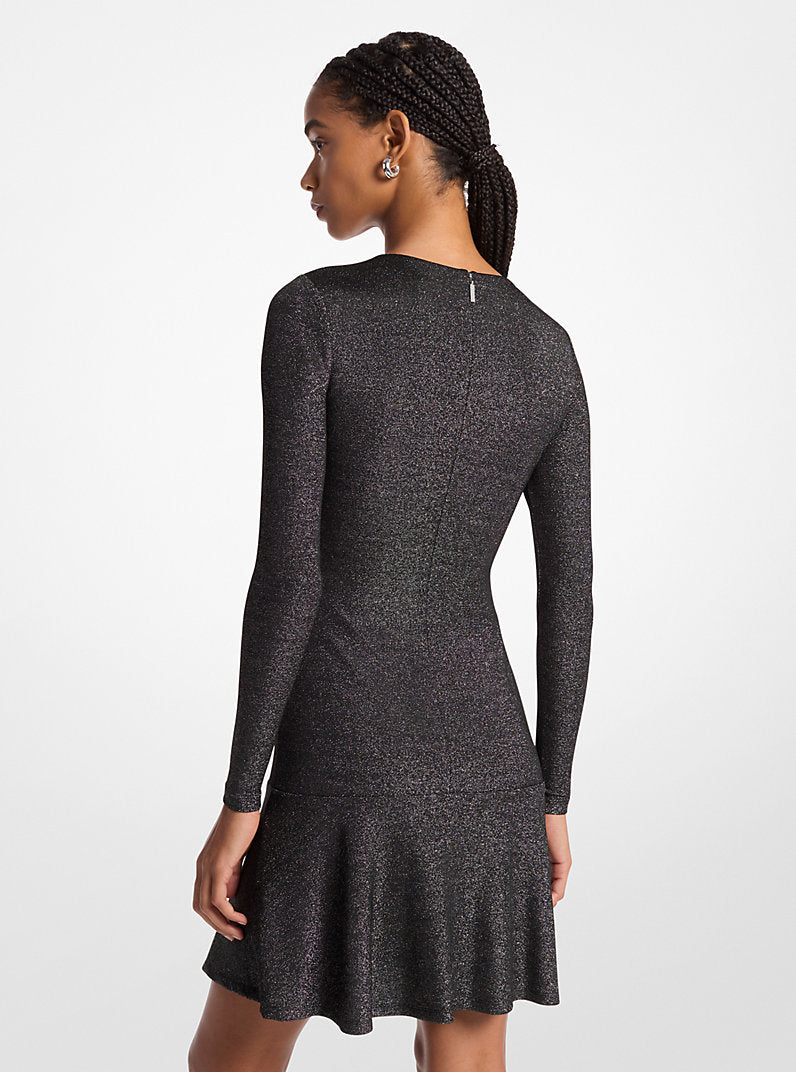 Michael Kors Women's Black Metallic knit Long-Sleeved Dress | Michael Kors In Lebanon