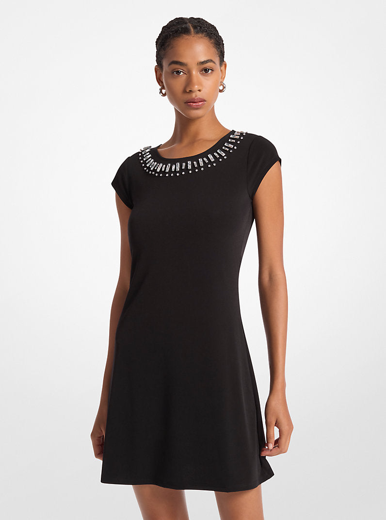 Michael Kors Women's Black  Embellished Cap-Sleeve Dress |Michael Kors in Lebanon
