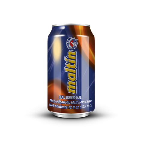 Can of malt beverage with 'maltón' branding on a white background