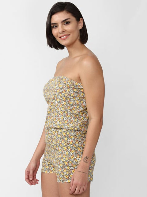 Forever 21 Women's Floral Printed Strapless Romper |Forever 21 In Lebanon