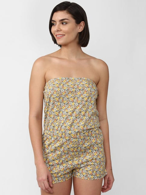 Forever 21 Women's Floral Printed Strapless Romper |Forever 21 In Lebanon