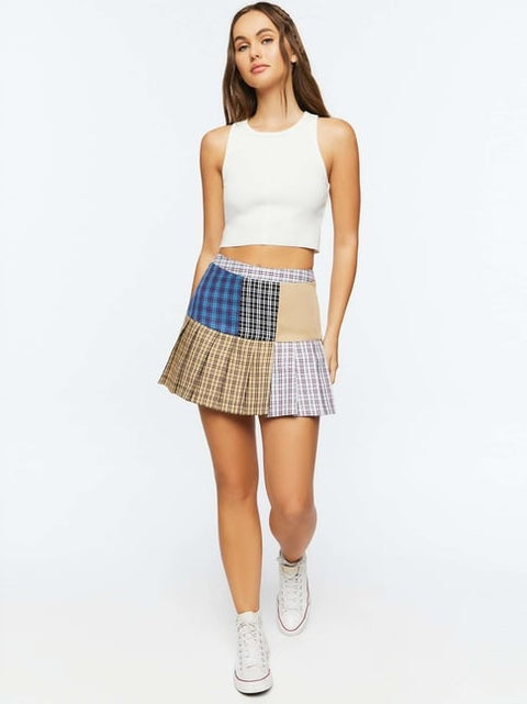 Forever 21 Women's Multicolor Checkered Flare Skirt | Forever 21 In Lebanon