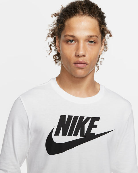 Nike  Men's White Logo Printed Long Sleeve Blouse  |Nike  in Lebanon