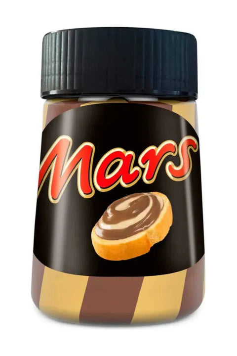 Jar of Mars candy on a white background