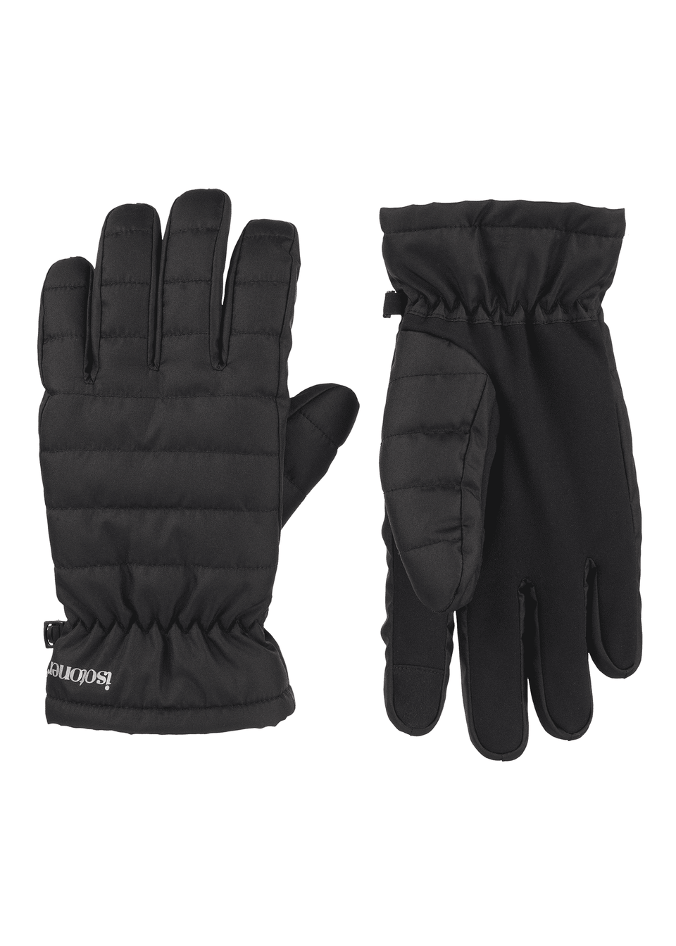 Pair of black gloves on a white background