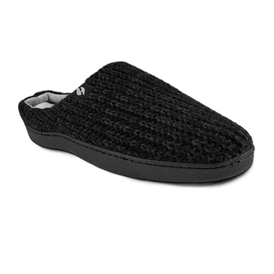 Heat Holders Men's Black Asher Rib Knit Scuff Slippers