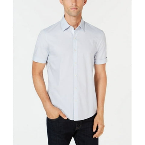 Michael Kors Men's Baby Blue Short-Sleeve Button Down Shirt | Michael Kors In Lebanon