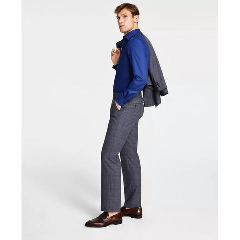 Michael Kors Men's Grey Plaid Classic-Fit Wool-Blend Stretch Trouser | Michael Kors In Lebanon