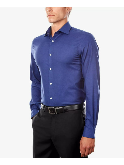 Michael Kors Men's Navy Regular Fit Airsoft Non-Iron Dress Shirt | Michael Kors In Lebanon