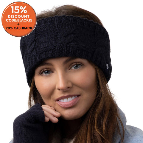 Heat Holders Women's Black Alta Cable Knit Headband | Heat Holders In Lebanon