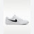 A white Nike low-top sneaker with a black Swoosh logo on the side, shown in profile against a clean white background.