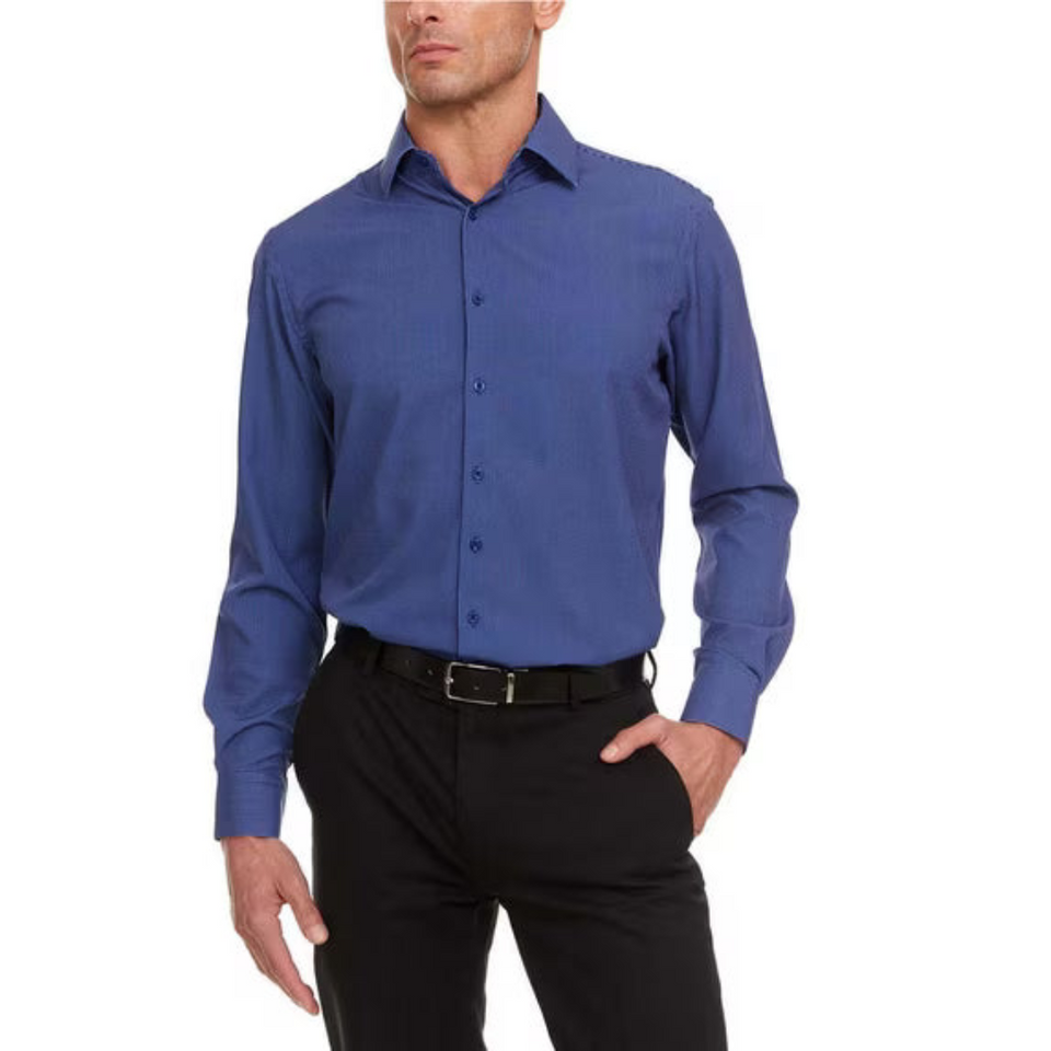 Nautica Men's Blue Button-Up Dress Shirt