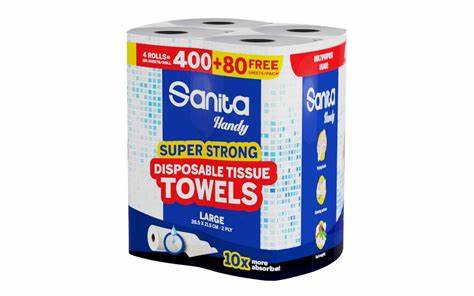 Sanita Handy Towel Large 4 Rolls, 400 + 80 Free Sheets| Sanita In Lebanon