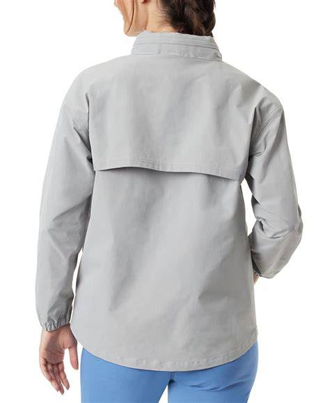 Bass Outdoor Women's Light Grey Ripstop Stow-able Half-Zip Blouse | Bass Outdoor In Lebanon