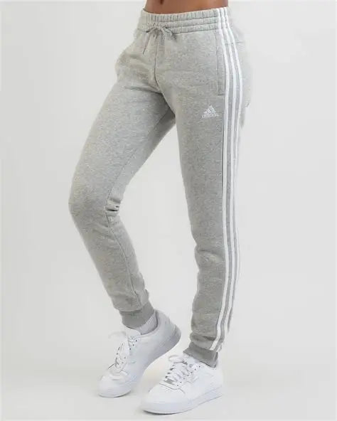Adidas Women's Grey Elastic Waistband 3 Stripes Sweatpants | Adidas In Lebanon