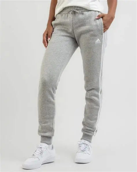 Adidas Women's Grey Elastic Waistband 3 Stripes Sweatpants | Adidas In Lebanon