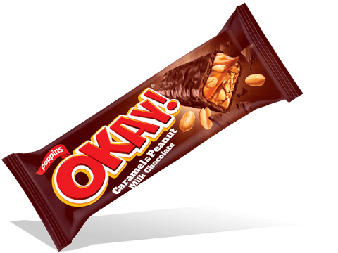 Poppins Okay! Caramel & Peanut Milk Chocolate Bar 25g | Poppins In Lebanon