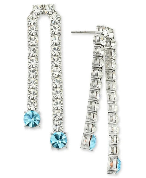 On 34th Women's Silver Tone Crystal Drop Earrings |On 34th In Lebanon