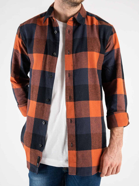 Only & Sons Men's Brick & Navy Buffalo Check Shirt | Only & Sons In Lebanon
