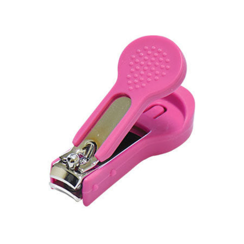 Pink nail clipper on a white background