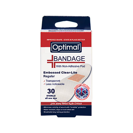 Optimal Bandage With Non-Adhesive Pad Embossed Clear-Lite Regular 30 Sterile All One Size (OPH-320) | Optimal In Lebanon