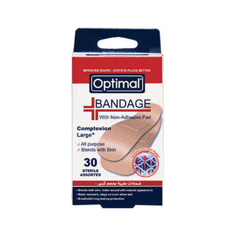 Box of Optimal Bandage with Non-Adhesive Pad on a white background