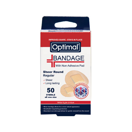 Optimal Bandage With Non-Adhesive Pad Sheer Round Regular 50 Sterile All One Size (OPH-339) | Optimal In Lebanon