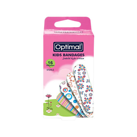 Optimal Kids Bandages 16 Bandages(19x76mm) Pink (OPH-384) | Optimal In Lebanon