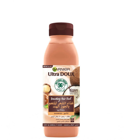 Garnier Ultra Doux Smoothing Hair Food Coconut & Macadamia Shampoo for Dry & Unruly Hair 350ml
