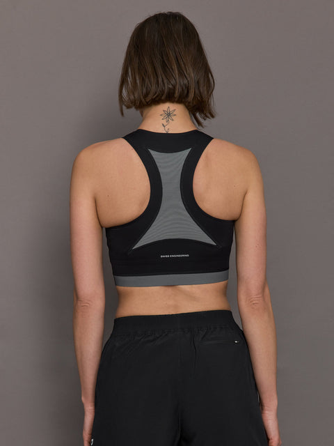 On Running Women's Black/Grey Train 2-in-1 Crop Top | On Running In Lebanon