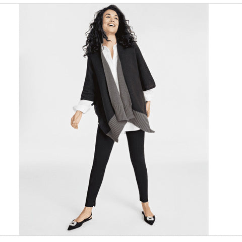 On 34th Women's Black/Grey Tight Knit Reversible Wrap  Cardigan  |On 34th  in Lebanon