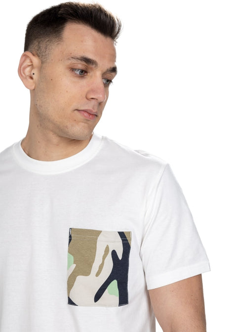 Only & Sons Men's White Harper With A Camo Pocket  T-Shirt |Only & Sons in Lebanon