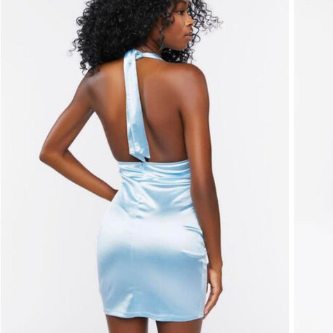 Forever 21 Women's Light Blue Satin Mini Dress |Forever 21 In Lebanon
