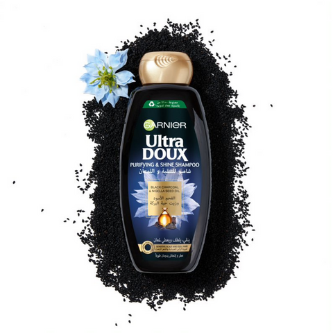 Garnier Ultra Doux After Conditioner Black Charcoal And Nigella Shampoo 600ml