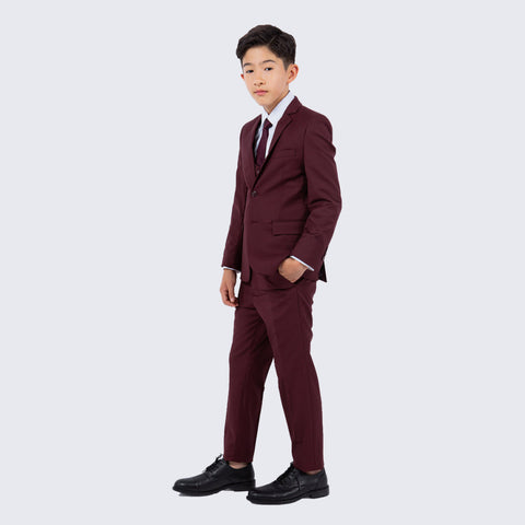 Perry Ellis Portfolio Big Boy's Burgundy  5-Piece Slim Fit Shawl Tuxedo Set | Perry Ellis Portfolio in Lebanon