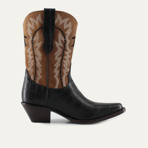 Buck & Brana Women's Black/Brown Bianca Leather Boots | Buck & Brana in Lebanon