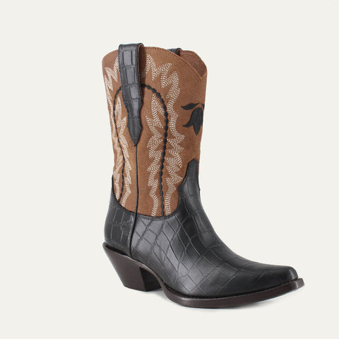 Buck & Brana Women's Black/Brown Bianca Leather Boots | Buck & Brana in Lebanon
