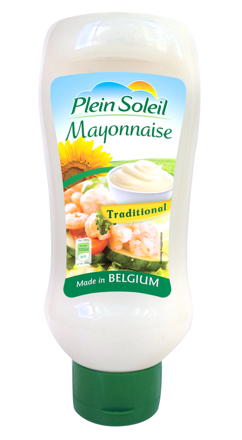 Plein Soleil mayonnaise bottle with label on a white background