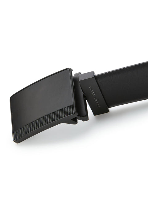 Perry Ellis Portfolio Men's Black Reversible Leather Belt with Pattern Plaque | Perry Ellis Portfolio in Lebanon
